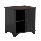 Multifunctional End Table Side Table with a Shutter Style Door and 2 Woven Grass Baskets, Sofa Side Narrow Table, Wood Bedside Nightstand for Living Room Bedroom (Black-4.7) - color: Black-4.7