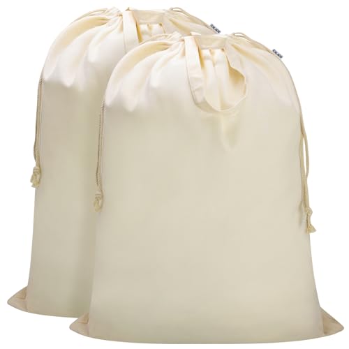 Canvas Laundry Bag 33"Wx 35"H, Thick Canvas Laundry Bag with Handles & Drawstring, Extra Large Heavy Duty Washable Basket Liner Hamper Liner Storage Sack (Beige XL, 2 Pack) - color: Beige, size: XL 33"W x 35"H┃2 Pack