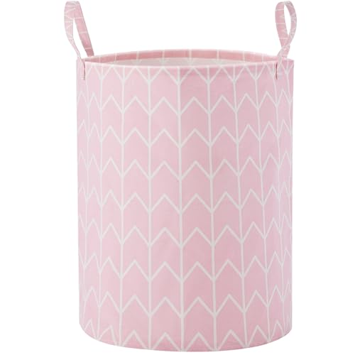 Large Storage Basket for Girls and Boys, Collapsible Laundry Hamper with Long Handles, Toy Bins for Nursery, Kids Room Décor Pink Geometry - color: Pink Geometry, size: 1 Pack
