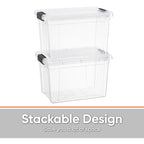 Superio Mini Deep Storage Organizer Bin with Lid X-Deep Small Clear Storage Box with Latch for Home, Kitchen, Garage- Store Toys, Food, Supplies, and Hair Accessories (2.4 Quart) - size: 8" x 5.5" x 5"