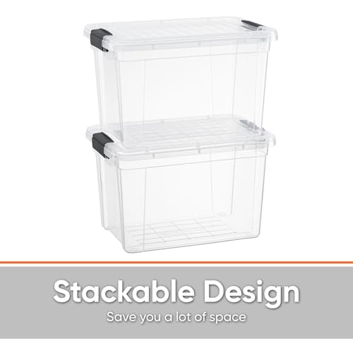 Superio Mini Deep Storage Organizer Bin with Lid X-Deep Small Clear Storage Box with Latch for Home, Kitchen, Garage- Store Toys, Food, Supplies, and Hair Accessories (2.4 Quart) - size: 8" x 5.5" x 5"
