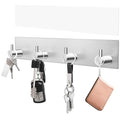 VIS'V Key Holder Wall Mount, Large Metal Self Adhesive Key Hanger with 4 Hooks, No Drilling, Extra Adhesive Strip, Silver - color: Silver