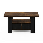 Furinno Andrey Coffee Table with Bin Drawer, Amber Pine/Black Small Non-Lift Top - color: Amber Pine/Black, style: 2 Bin