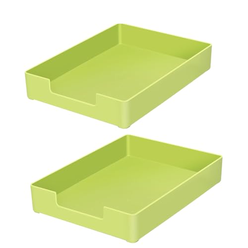 Letter-Size Tray, 2 PCS A4 Plastic Stackable Paper Tray, Desk Drawer Organizer for Office, School, Home Storage (2X Green) - color: 2x Green