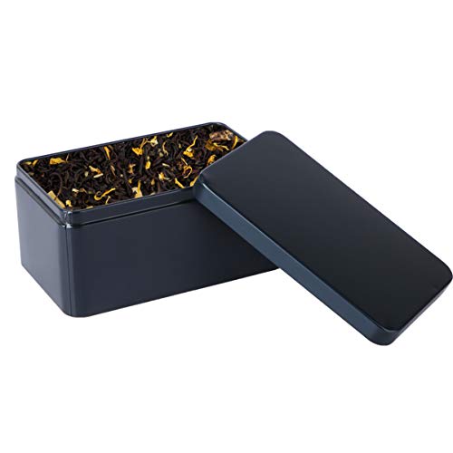 DOITOOL Metal Container Rectangular Tin Box Metal Tin Box with Lids, Empty Box Containers Portable Tea Storage for Tea Candy Candle Jewelry, Black (13x8x6cm) Small