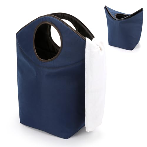 90L Foldable Laundry Basket with Soft Padded Handle, 22"x21"x12" Large Capacity Oxford Fabric Storage Hamper, Collapsible Portable Laundry Bag for Home Bedroom Dorm Travel and Outdoor - color: Blue, size: 22"L x 12"W x 21"H