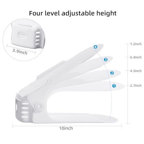 Shoe Slots Organizer, 24PCS Adjustable Double Layer Stack Shoe Rack, 50% Space-Saving Storage Rack Holder, White - color: White