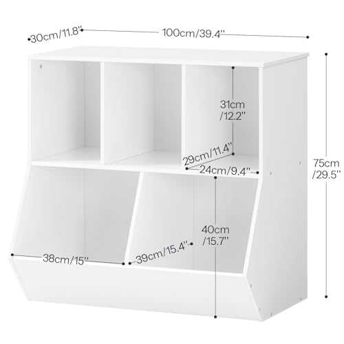 HOOBRO Kids Bookshelf - 39.4" L Toy Storage Cabinet, Bookcase Footboard, Cubby Shelf, Fit for Children's Room, Playroom, Hallway, Kindergarten, White WT132CW01 - color: White, size: 39.4"L x 11.8"W x 29.5"H