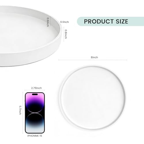 2 Pack 8" Bathroom and Vanity Tray, ABS Bathroom Counter Organizer, Coffee Table Decor for Perfume, Candles, Keys &More. Kitchen Countertop Organizer, Decorative Tray Soap Holder, White - color: White, size: 8" - 2Pcs