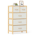 LOKO Fabric Dresser with 5 Drawers, Bamboo Chest of Drawers, Vertical Storage Tower for Small Space, Storage Organizer Unit for Bedroom, Entryway, Living Room, Laundry Room, Closet - size: 12"D x 23"W x 37"H (5 Drawers)