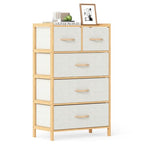 LOKO Fabric Dresser with 5 Drawers, Bamboo Chest of Drawers, Vertical Storage Tower for Small Space, Storage Organizer Unit for Bedroom, Entryway, Living Room, Laundry Room, Closet - size: 12"D x 23"W x 37"H (5 Drawers)