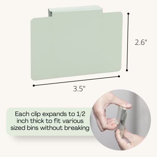Hygge & Sage: Metal Non-Slip Basket Labels Clip On for Storage Bins, or Wire Racks | Includes 8 Labels, 8 Non-Slip Pads, and 2 Free Markers (Sage Green) - color: Sage Green