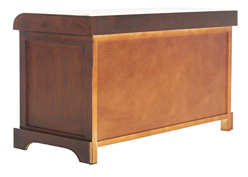 SAFAVIEH Home Collection – Freddy Cherry Storage Bench with Wicker Baskets & Cushion, Entryway Seating Bench, Fully Assembled (AMH5736E) - color: Cherry