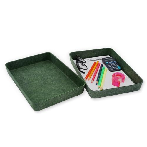 Welaxy 2-piece Office desk drawer organizer tray letter-size documents paper book file Folder Holder storage bins (Forest Green) - color: Forest green