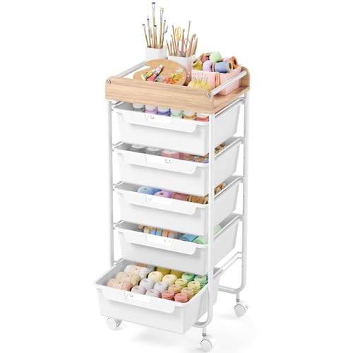 APEXCHASER Utility Cart with 5 Drawers,Rolling Storage Cart for Crafters Artists Kids Teacher Student Storage Arts Crafts & Sewing Study Supplies in Craft Room Dorm Classroom Kids Room-White - color: White, size: 5-Drawers