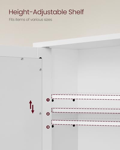 VASAGLE Bathroom Cabinet with Mirror, Wall Cabinet with 2 Mirrored Doors, Adjustable Shelf, Open Compartment, Wall-Mounted, 5.1 x 22.2 x 23 Inches, White ULHC002 - color: White, size: 5.1"D x 22.2"W x 23"H
