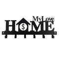 Key Holder Wall Mounted with Screws and Anchors, Black Multifunctional Key Hanger with 6 Hooks, Entryway Front Door Kitchen Hallway Garage Office - color: Home-4 Black
