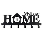 Key Holder Wall Mounted with Screws and Anchors, Black Multifunctional Key Hanger with 6 Hooks, Entryway Front Door Kitchen Hallway Garage Office - color: Home-4 Black