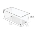 iDesign Linus Plastic Kitchen Drawer Organizer for Silverware, Spatulas, Cutlery, Gadgets, Office Supplies, Cosmetics, 4" x 8" x 3" - Clear - style: Pack of 1