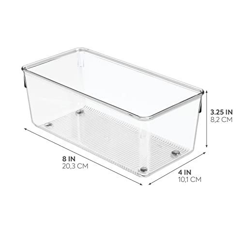 iDesign Linus Plastic Kitchen Drawer Organizer for Silverware, Spatulas, Cutlery, Gadgets, Office Supplies, Cosmetics, 4" x 8" x 3" - Clear - style: Pack of 1
