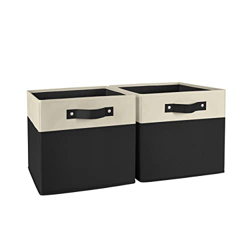 RiverRidge Kids storage bins - 10.5 Cube Storage Organizer with Handles – Black Two-Tone closet organizers and storage for Toys, Shoes & More - Fits RiverRidge Cabinets - color: Black