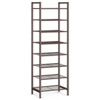 SONGMICS Narrow Shoe Rack - Sturdy 8 Tier Metal Tall Shoe Rack Shelf, Slim Shoe Storage Organizer for Closet Entryway Small Spaces, Bronze, 12"D x 17.6"W x 50.6"H - color: Bronze