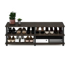 Furinno 14038DBR/BK TST No Tools 3-Tier Wide Shoe Storage Rack, Dark Brown/Black 47 Inch - color: Dark Brown/Black, size: 3-Tier (47.2"W)