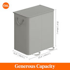 Lifewit Double Laundry Hamper with Lid and Removable Laundry Bags, Large Collapsible 2 Dividers Dirty Clothes Basket with Handles for Bedroom Laundry Room Closet Bathroom College, 136L Silver Gray - color: Silver Gray, size: 136L