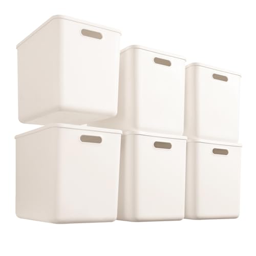 6 pack large plastic White storage bins with Lids, Toy Box Chest with Handle，Organizer Containers Baskets for Baby,Nursery，Shelves，Playroom, Bedroom，Office,Closet，home (White, 6XL) - color: White, size: 6XL
