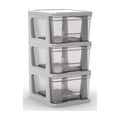 Plastic Drawer Wide Tower Plastic Storage Cart with Clear Pull Out Drawers, Silver (3 Drawer Wide Tower) - color: Grey and Clear