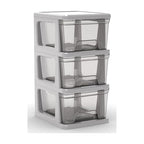 Plastic Drawer Wide Tower Plastic Storage Cart with Clear Pull Out Drawers, Silver (3 Drawer Wide Tower) - color: Grey and Clear