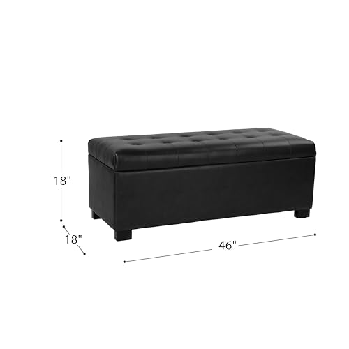 HomePop Large Tufted Storage Bench - Classic Black - color: Classic Black