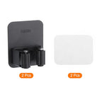 uxcell 2pcs Mop Broom Holder Wall Mount, 304 Stainless Steel Mop Holder Self Adhesive Broom Hanger with Screws, Suitable for Bathroom, Laundry Room, Black - color: Black