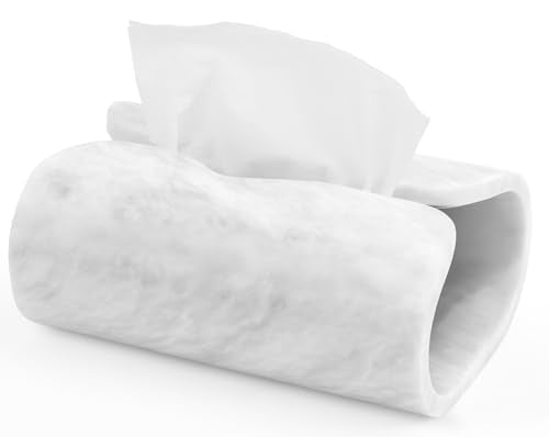 Marble Tissue Box Cover 7.5 Inch Handmade White Tissue Box Holder Rectangle for Modern Bathroom Decor & Home Organizer - Decorative Facial Tissues Boxes Holder for Bedroom & Living Room - color: White