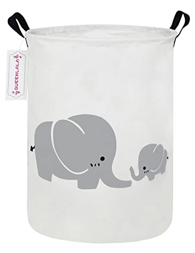 QUEENLALA Large Storage Basket,Laundry Hamper/Bathroom/Home Decor/Collapsible Round Storage Bin,Boys and Girls Hamper/Boxes/Clothing(Parent-child elephant) - color: Parent-child elephant