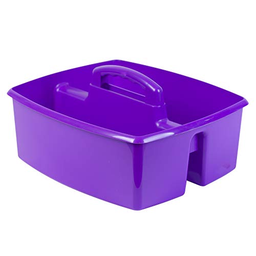 Storex 2-Compartment Large Craft Caddy – Multipurpose Classroom Organizer with Handle, Purple, 1-Pack (00955C06C) - color: Purple, size: 1-Pack, style: Large