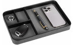 4-Compartment PU Leather Tray, Divided Catchall Organizer for Desk and Entryway, Stylish PU Leather Valet Tray, Multifunctional Storage Organizer for Phone Key Watch Wallet Jewelry