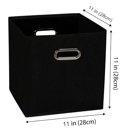 Fabric storage bins Cubes, Fabric Cube Organizer with Handle, Foldable Cube Bins for Cloth or Accessary Storage, 11x11x11, Set of 12, (Black) - color: Black, size: 12 Pack