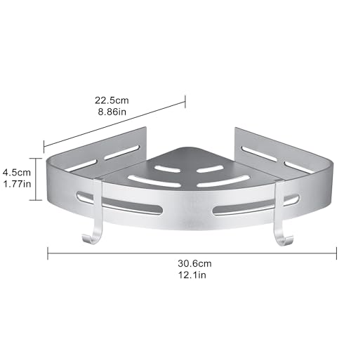 WPT Corner Shower Caddy, 2 Pack Adhesive Shower Corner Shelf, Shower Organizer Storage Wall Mounted No Drilling for Bathroom and Kitchen, Silver - color: Silver