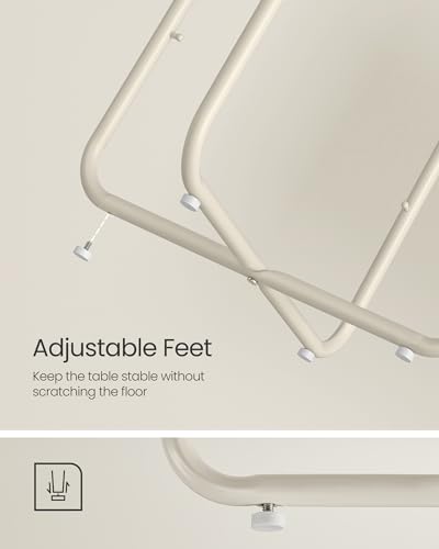 VASAGLE LILEA Collection - Small Round Side End Table, Modern Nightstand with Fabric Basket, Cream White ULET223K67 - color: Cream White, size: Round + 1 pack