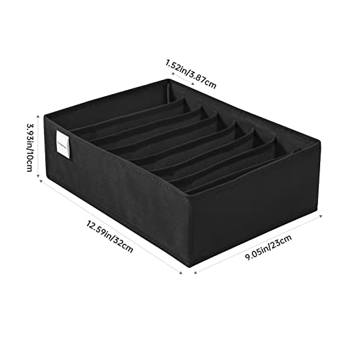4 Packs T-shirt Drawer Organizers for Clothing,8 Grids Compartment Wardrobe Storage Box, Washable Clothes Organizer for Folded Clothes, Legging, Silk Scarve-Black - color: Black, size: 8 GRIDS-SMALL SIZE