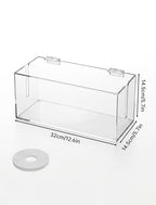 NiHome Large Clear Acrylic Cable Management Box, Power Strip Organizer with Ventilated Cover and Silicone Feet, Includes Reusable Ties, Transparent Cord Hider for Desk and Floor