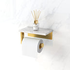 Brushed Gold Toilet Paper Holder with Natural Marble Shelf, 304 Stainless Steel Screw Wall Mounted, Tissue Roll Paper Holder Dispenser for Bathroom Washroom - color: Gold, size: 1 Roll