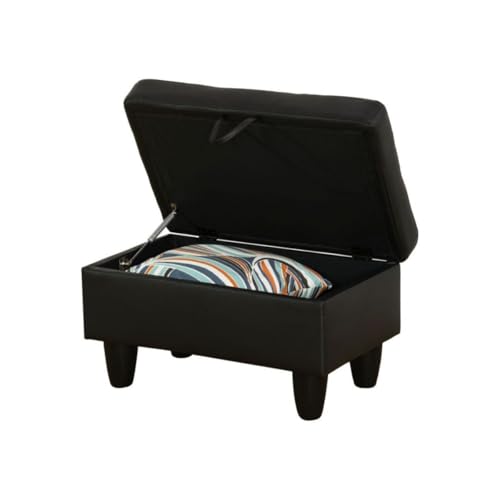 Ottoman Storage Ottoman Bench Faux Leather Footrest Footstool with Hinged Lid for Living Room, Bedroom, Entryway, Black, 28.5"X19"X17.5" - color: Black