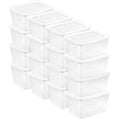 Sterilite 16 Pack Storage Box, 58 Quart Stackable Tote, Clear Plastic Container with Secure Snapping Lids for Home and Office Organization, White - size: 58 Quart, style: 16