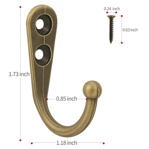 20 Pcs Small Key Hooks for Hanging, Key Holder, Wall Mount Hook with Stainless Steel Metal Screws, Command Hooks Utility Hangers for Key, Hat, Cup, Coat, Picture (Bronze) - color: Bronze