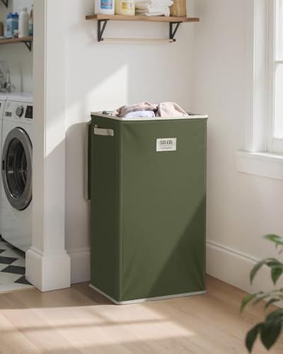 SOLEDI Laundry Hamper with Lid 100L Large & Tall Collapsible Laundry Basket, Clothes Hamper with Bag Removable Easy to Carry, Dirty Hampers for Bedroom, Bathroom, Dorm, College, Avocado - color: Avocado, size: 100L