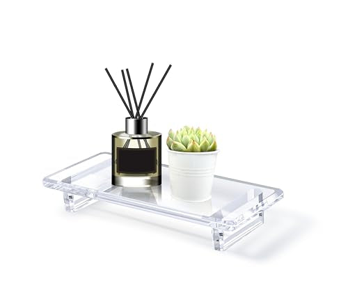 Chivalral Acrylic Bathroom Counter Tray: Water-Resistant Kitchen and Bathroom Tray Countertop Decor,Perfect for Soap Dish,Vanity,Plant,Candle Decor,and Riser Organizer-Small - size: Small-8.6 x 3.6 x 1.5