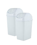 Superio Small Plastic Trash Can with Swing Top Lid, Compact Slim Waste Bin for Under Desk, Office, Bedroom, Bathroom, Dorm Room, 10 Qt. Portable Garbage Can 2.5 Gallon (White, 2 Pack) - size: 2.5 Gallon, style: 2 Pack
