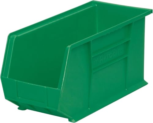 Akro-Mils 30265 AkroBins Plastic Storage Bins, Space-Saving Stackable Bins for Garage, Pantry, Craft Organization, 18-Inch x 8.25-Inch x 9-Inch, Green, 6-Pack - color: Green